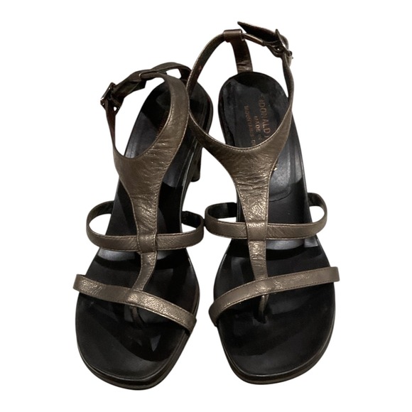 Donald J Pliner Shoes - Donald J Pliner Metallic Bronze Leather Strappy Kitten Heel Sandals italy Sz 7.5